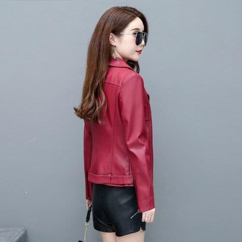 2021 New Spring Autumn Women Black Short Faux PU Jacket female Slim Fashion Punk Outwear Leather Jackets Lady Casual Coats H1138