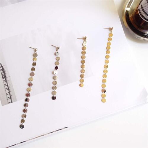 Womens Fashion Jewelry Vintage Long Earrings Multi Wafers Ethnic Earrings Indian European Lady Earrings Gold Silver Color