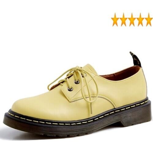 Lace Style British Up Preppy Round Toe Womens Platform Flat Autumn New Genuine Leather Oxford Shoes Fashion Streetwear