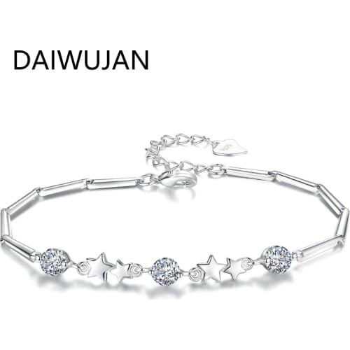 925 Sterling Silver Stars Bracelet For Women AAA Zirconia Chain Linked For Women Charm Cuff Bangles Jewelry Gift Pulseira