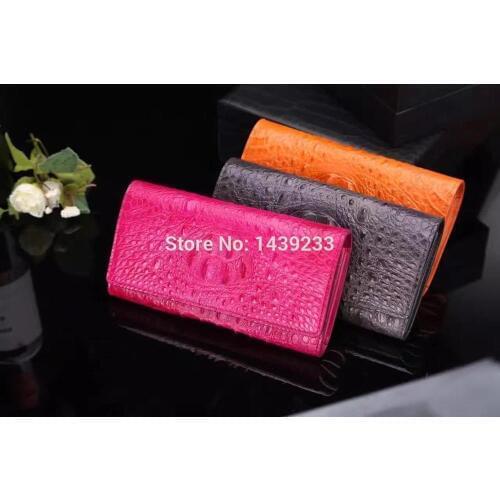 100% genuine crocodile leather skin women clutch wallets and purse, alligator skin wallets women clutch shoulder bag with strap