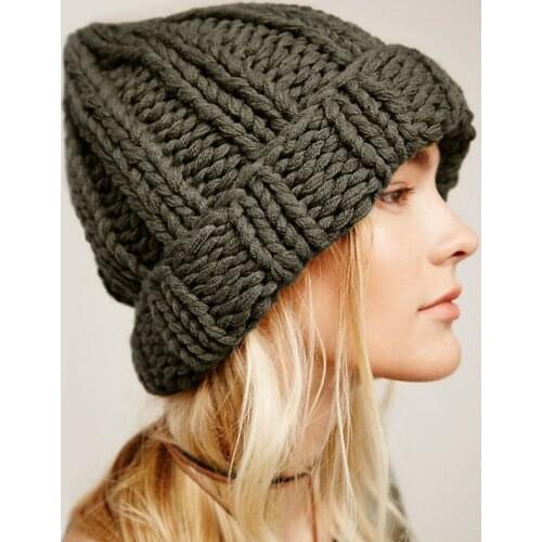 Winter Hat Female Warm Cap Knitted Beanie Ladies Girl Hats Woman Bonnet Femme Chunky Thick Stretchy Hats 2021 Fashion Caps