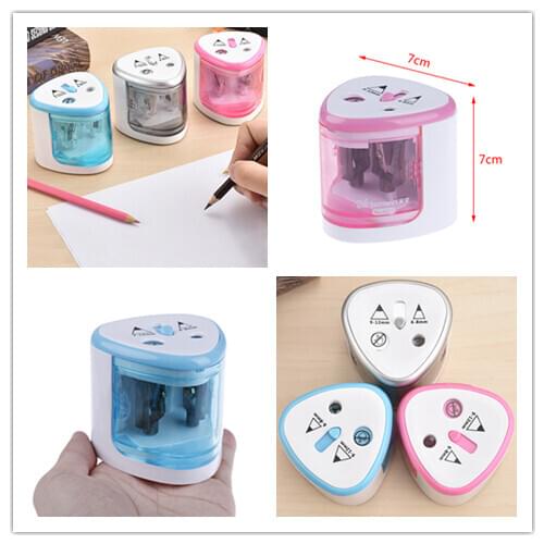 1 Pc Electric Pencil Sharpener Pencil Automatic Use Battery With Two Holes Safety Pen Knife Office School Supplies