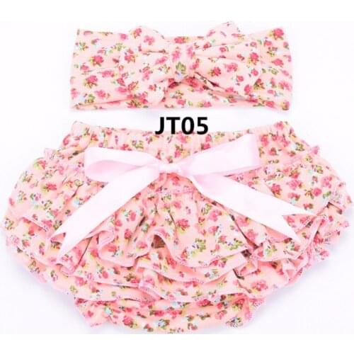 10 sets /lot NEW beautiful bloomers sets ,printed floral cotton fabric elastic headbands , bow hair bands