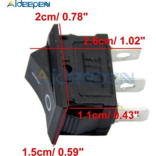 10Pcs/lot KCD1-102 3Pin Black Button Rocker Switch ON OFF ON Mini 3 Position Boat Rocker Power Switches AC 6A/250V 10A/125V