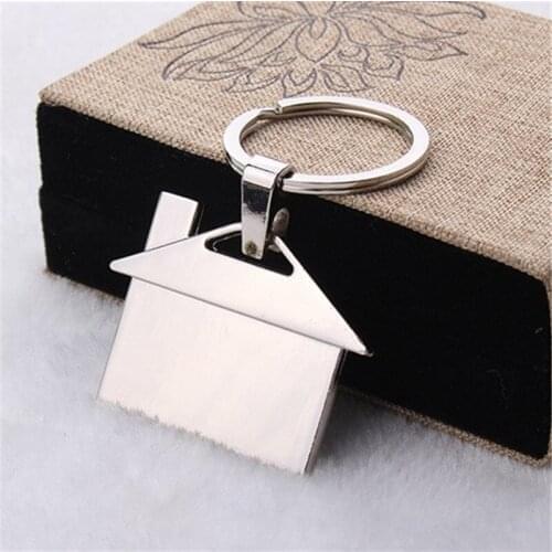 12pcs Per lot Customize Silver Plating House Shape Metal Keyfinder DIY Promotional keychain Gift Jewelry Accessories