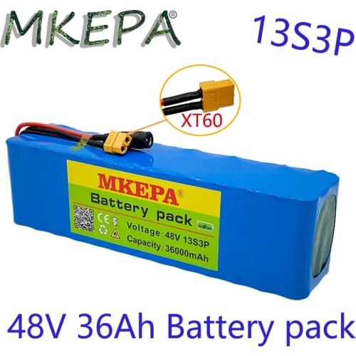 13S3PHigh capacity 48v battery 48v 36Ah 1000w 13S3P Lithium ion Battery Pack For 54.6v E-bike Electric bicycle Scooter with BMS