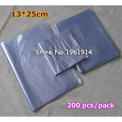 200Pcs 5x9.8Inch(13x25cm) Soft Transparent Blow Molding PVC Heat Shrinkable Bags Film Wrap Cosmetic Packaging Wrap Materials