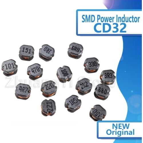 50pcs/lot SMD Power Inductor CD32 1UH 1.5UH 2.2UH 3.3UH 4.7UH 6.8UH 10UH 15UH 22UH 33UH 47UH 68UH 100UH 150UH 220UH 3.5*3.2MM