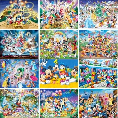 Diy 5D Diamond Embroidery Cartoon Mouse Full Round Diamond Painting Disney Cross Stitch Kits Mosaic Animal Home Decor Gift