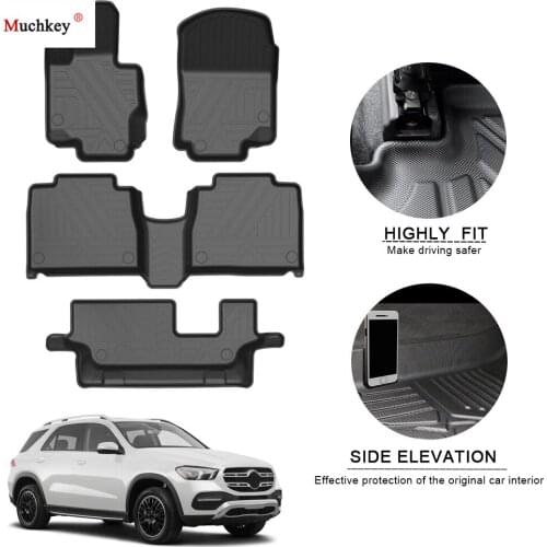 TPE Car Floor Mats For BENZ GLE 2020 7 Seat Non-Slip Foot Pad Waterproof Rubber Carpets Auto Automobile Interior Accessories