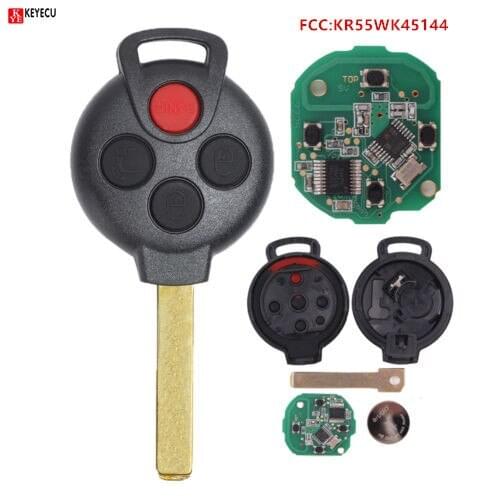 KEYECU New Uncut Remote key Fob 315MHz 4Button PCF7941 for 2005-2015 Mercedes-Benz Smart Fortwo
