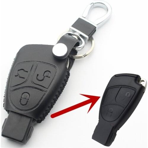 FLYBETTER Genuine Leather 3Button Keyless Entry Smart Key Case Cover For Benz E280/W220/S320/S350 Car Styling L193