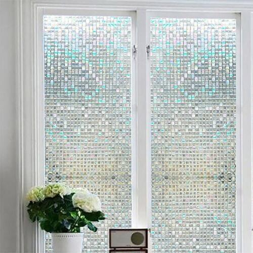 New Static Cling Mosaic Decorative Films Colorful Square Stained Glass Window Door Glass Film Decor Drop Shipping