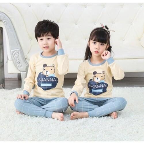 Children Pajamas Boys Bear Cotton Clothes Pants Set Cartoon Sleepwear Kids Pijamas For Girls Toddler Baby Outfits Pyjamas Suits