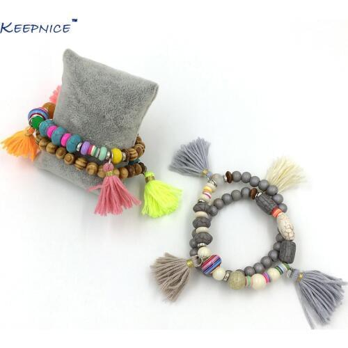 Bohemia Ethnic Friendship Bracelets Colorful Tassel Charms Bracelets Rosary Beaded Bangle Charm Bracelets For Women