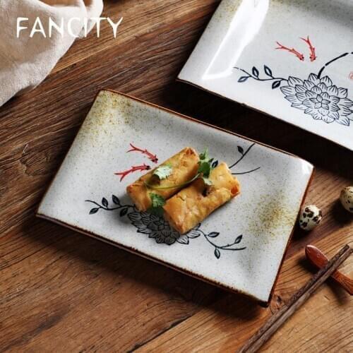 FANCITY Home squares, ceramic dishes, restaurant snack plates, rectangular swings, sushi plates