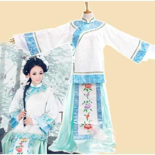 Fu Xiang Sai Republican Period Xiuhefu Blue Embroidery Miss Hanfu Costume Bridesmaid Thematic Photography Hanfu