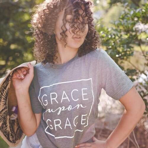 GRACE UPON GRACE t-shirt hipster unisex women Christian jesus grunge graphic 100% Cotton aesthetic tee top tshirt Drop Shipping