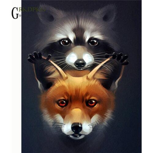 GRKDPKJ 5d Diamond mosaic animals diamond embroidery needlework fox diy diamond painting cross stitch kits Mosaic Home Decor ima