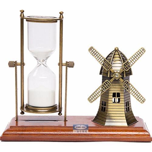 HQ DC01 Luxury Metal Swivel 30 Minutes Sand Timer Sand Glass Clock Hourglass Home Office Decorate Cinnabar Ornaments Tableware