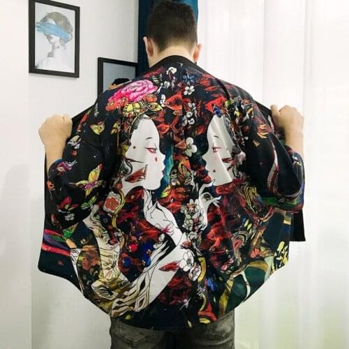 Kimono Man Japanese Clothing Haori Yukata Men Cosplay Obi Geisha Clothes Japanese Kimono Man Samurai Shirt Costume 2028