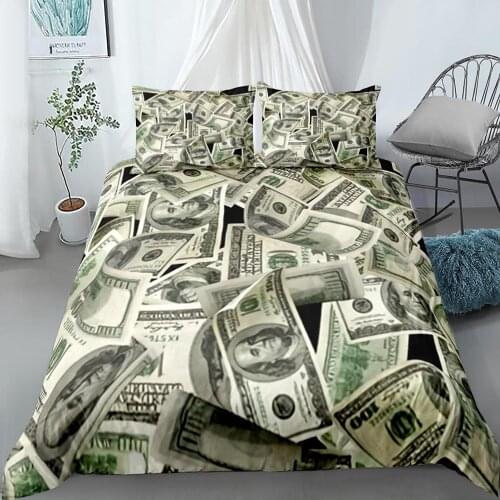 Funny Design Money Dollar Bedding Set Single Twin Full Queen King Size Money Bed Set Childrens Kid Bedroom Duvetcover Sets 011