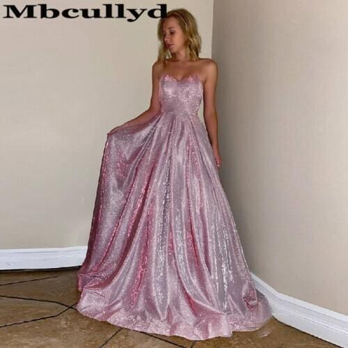 Mbcullyd Stunning Sequined Long Prom Dresses Sweetheart Evening Party Dress For Women With Pocket vestidos de fiesta de noche