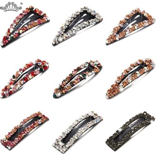 Trendy Bling Rhinestone Hair Pins Headwear Women Girls Crystal Hair Clips Pins Barrette Accessories Wholesale