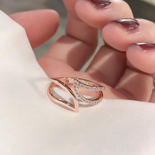 Fashion Open Rhinestone Rings For Women Girls Gold Color Resizable Plant Female Knuckle Ring Engagement Wedding Party