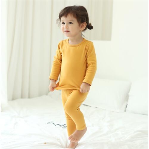 New Kids Girls Pajamas Sets Boys Children Pajamas Infantil clothes Home Clothes Pure Color Cotton Baby suit ST323