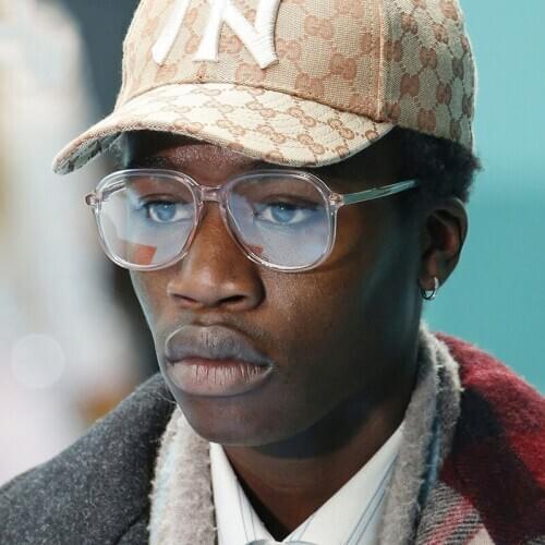 Veshion Square Sunglasses Men Women Transparent Sun Glasses for Male Female Brand Designer Oversized Fashion Ladies Glasses Blue