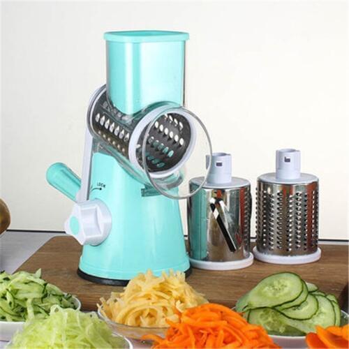 Vegetable Cutter Round Mandoline Slicer Potato Carrot Grater Slicer with 3 Stainless Steel Chopper Blades Kitchen Tool U3