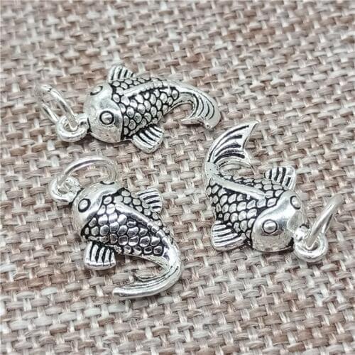 925 Sterling Silver Fish Charms Pendants for Ocean Sea Bracelet Necklace