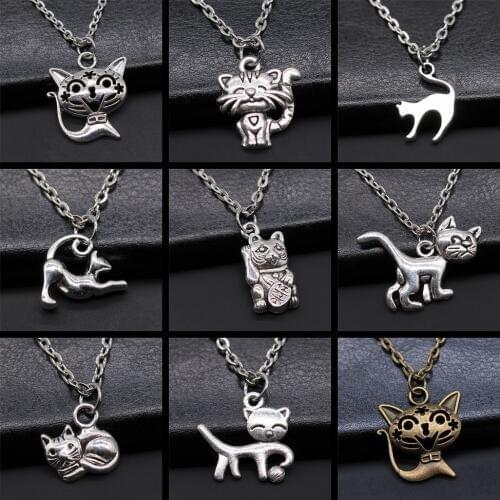 Cute Cats Pendant Necklace Lucky Cat Bring Money Pendant Necklaces Pet Cat Jewelry Gift Necklace For Women Men Boy Girls