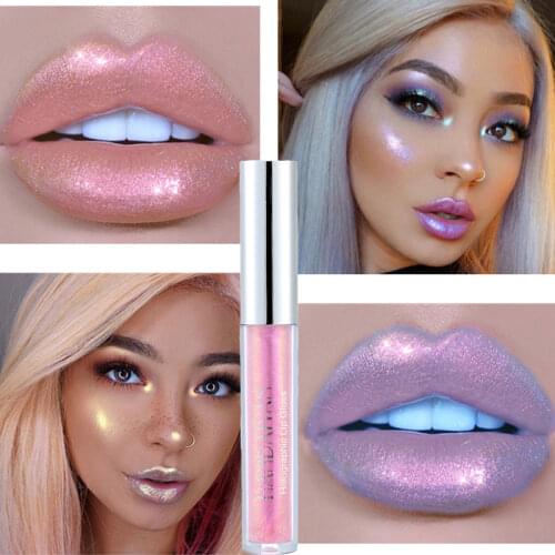 Pearlescent Lip Gloss 6color Longlasting Mermaid Glitter Lipstick Waterproof Moisturize Jelly Luminous Glitter Lipgloss Makeup