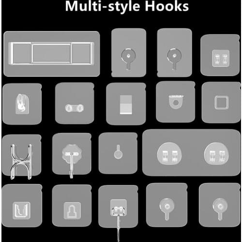 Transparent Plastic Hook Double-Sided Adhesive Buckle Bathroom Kitchen Housekeeper Multi-Purpose Waterproof Storage Hook Sticker