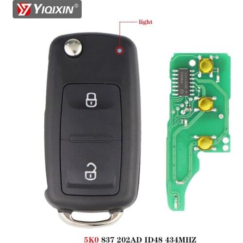 YIQIXIN 5K0837202AD 2 Buttons Flip Remote Car Key ID48 Chip For VW Volkswagen Golf 4 Passat B6 Caddy Polo Sedan Beetle Touareg