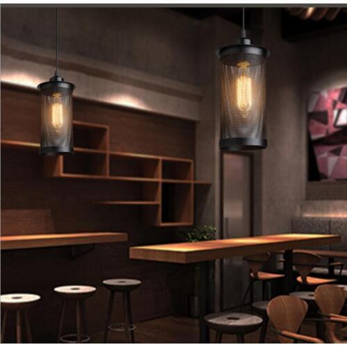 Retro industrial wind grid chandelier Restaurant Bar Cafe chandelier personality wrought iron lamps free shipping