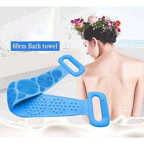 Silicone Back Scrubber Soft Loofah Bath Towel Bath Belt Body Exfoliating Massage For Shower Body Cleaning Bathroom Shower Strap