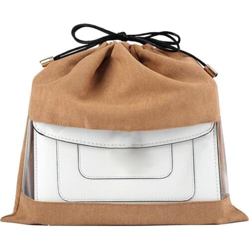 Convenient Storage Bag Dustproof Transparent Storage Pouch Faux Suede Cloth Pouch Portable Transparent Clothes Pouch for Home