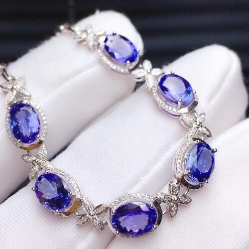 Z708 Fine Jewelry 18K Gold AU750 G18K 100% Natural Tanzania Tanzanite 7.56ct Jewellery Bracelets for women Fine Bracelet
