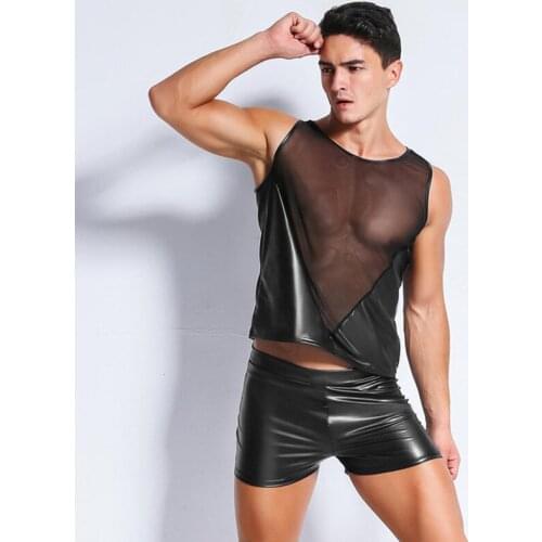 Stripper Costume Exotic Sexy See Dancer Wear Hot Sexy See Through Tank Top & Shorts Pants Jumpsuits Night Club Party Gay Clothes