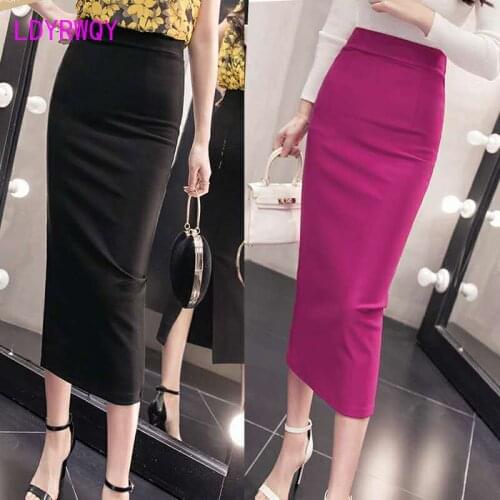 2021 summer new womens stretch slim temperament bag hip skirt ladies Knee-Length Casual Polyester Solid
