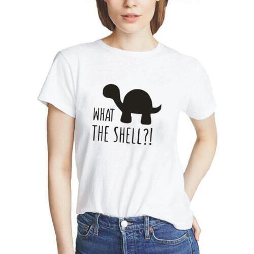 What The Shell Turtle T-shirt Women Funny Animal Cartoon Women Tshirt Casual Tee Shirt Femme Short Sleeve Hipster Women Tops
