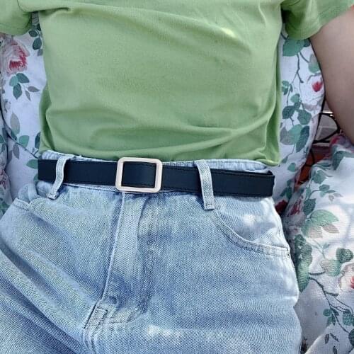 2021 ladies belt, ladies belt square buckle, denim buckle, black, luxury, chic, brand, retro, fashion all-match belt