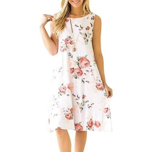 2021 Summer European and American Womens New Printed Sleeveless Printed Dress