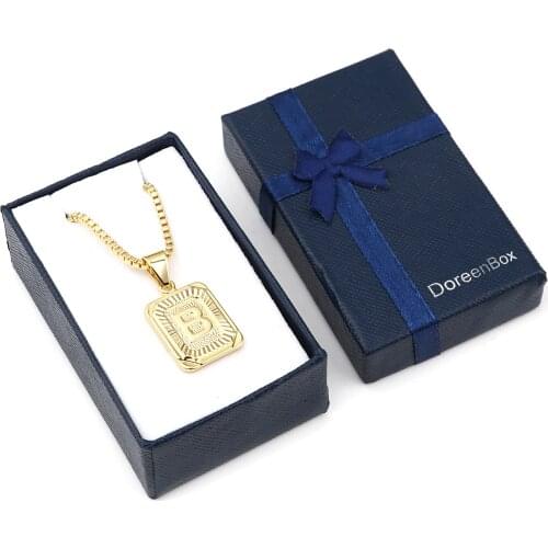 DoreenBox Electroplated Gold Letter B Pendant Chain Copper Necklace lobster clasp box Aberdeen about 55.5cm-1PC