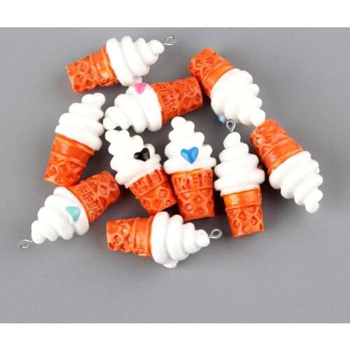 10pcs DIY resin fittings color sweet ice cream cone charms pendants craft ornament jewelry making materials boutique trinket