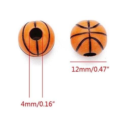 100 Pcs Basketball Round Ball Beads 12mm Sports Pony Spacer Beads Jewelry Making F92D